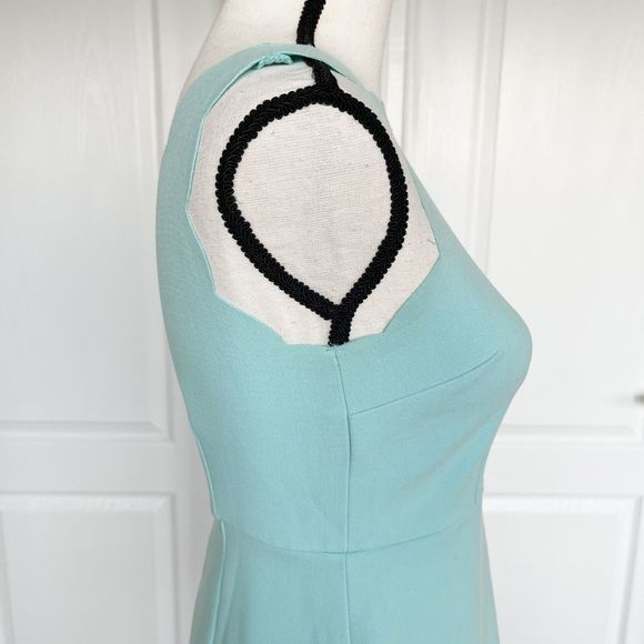 Loft 00P Baby Blue Scalloped Sleeveless Knee Length Dress - Picture 8 of 12
